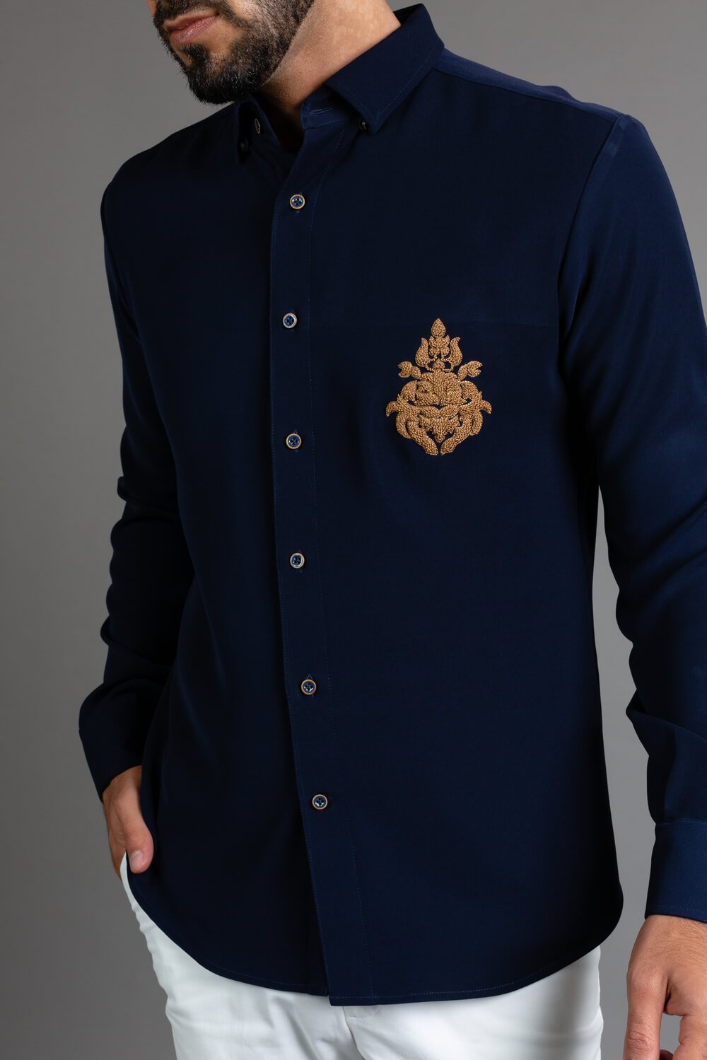 Blue Embroidered Shirt