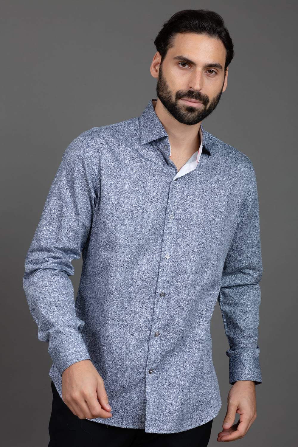 Blue Grey Printed Shirt