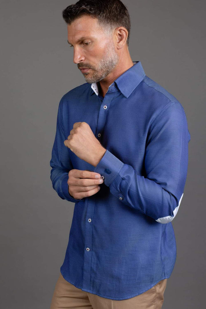 Blue High Collar Shirt