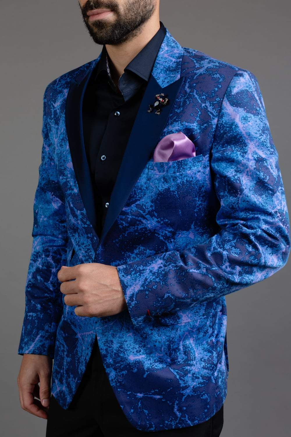 Blue Printed Tuxedo