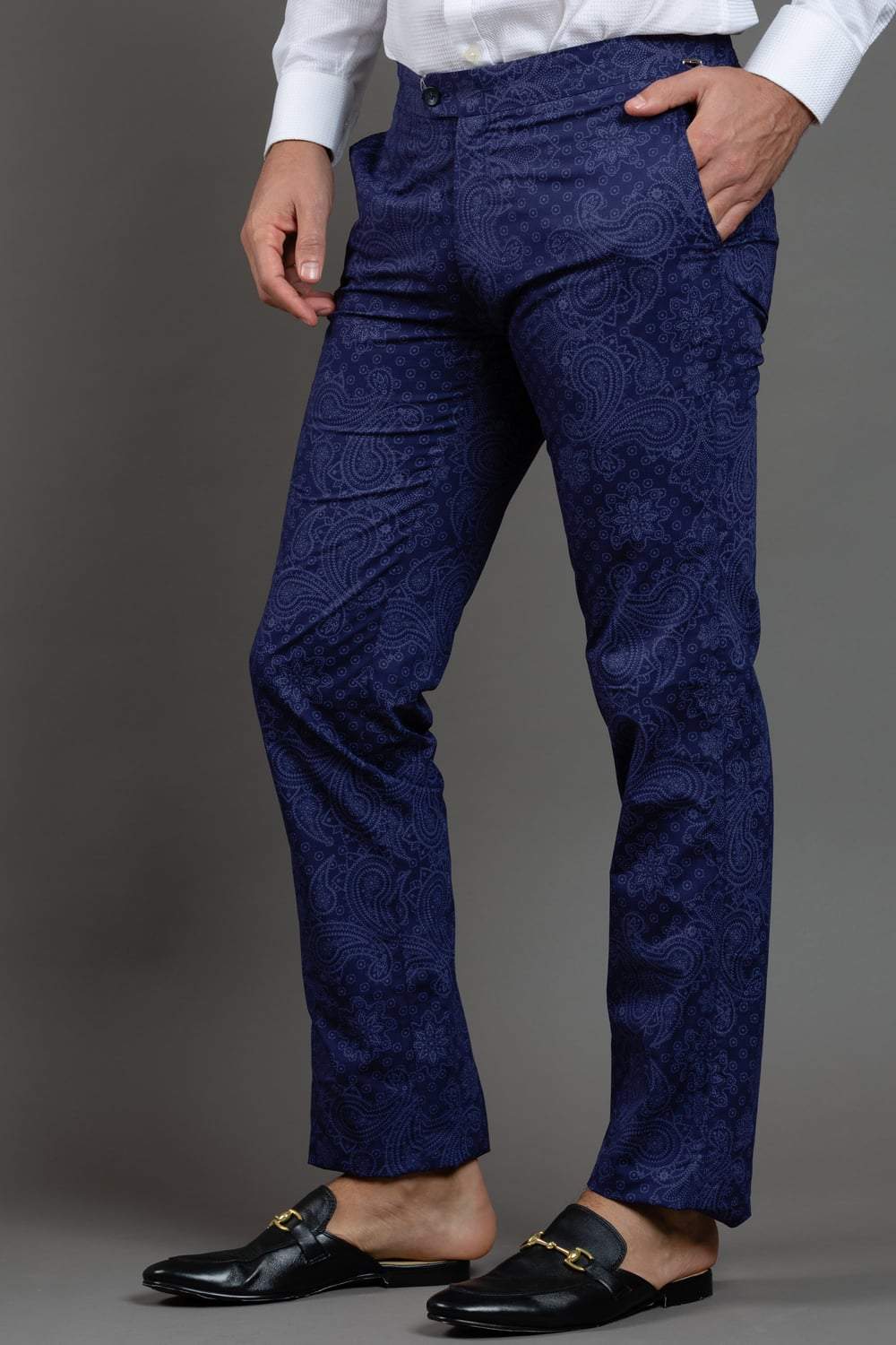Blue Printed Trouser