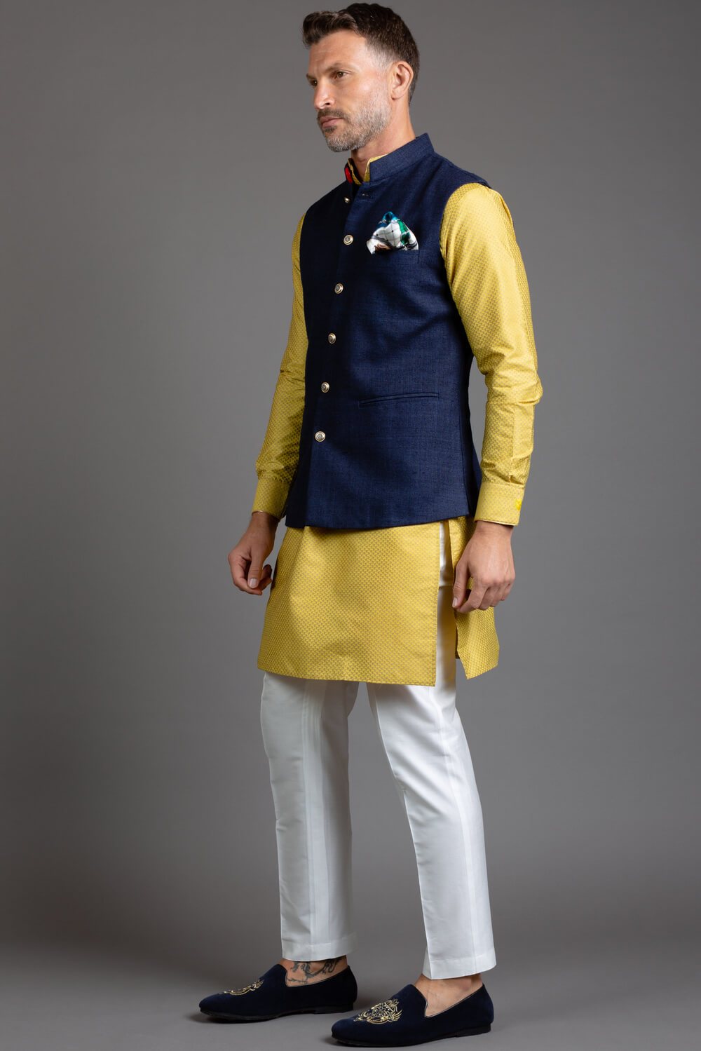 Blue Silk Nehru Jacket