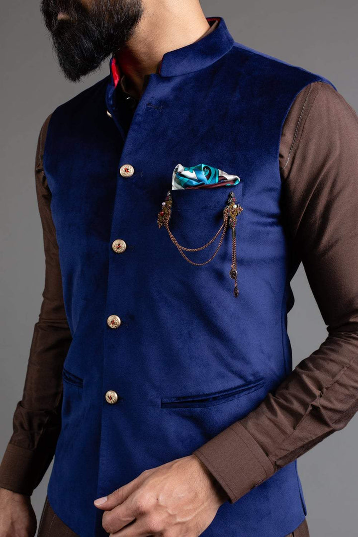 Blue Velvet Nehru Jacket