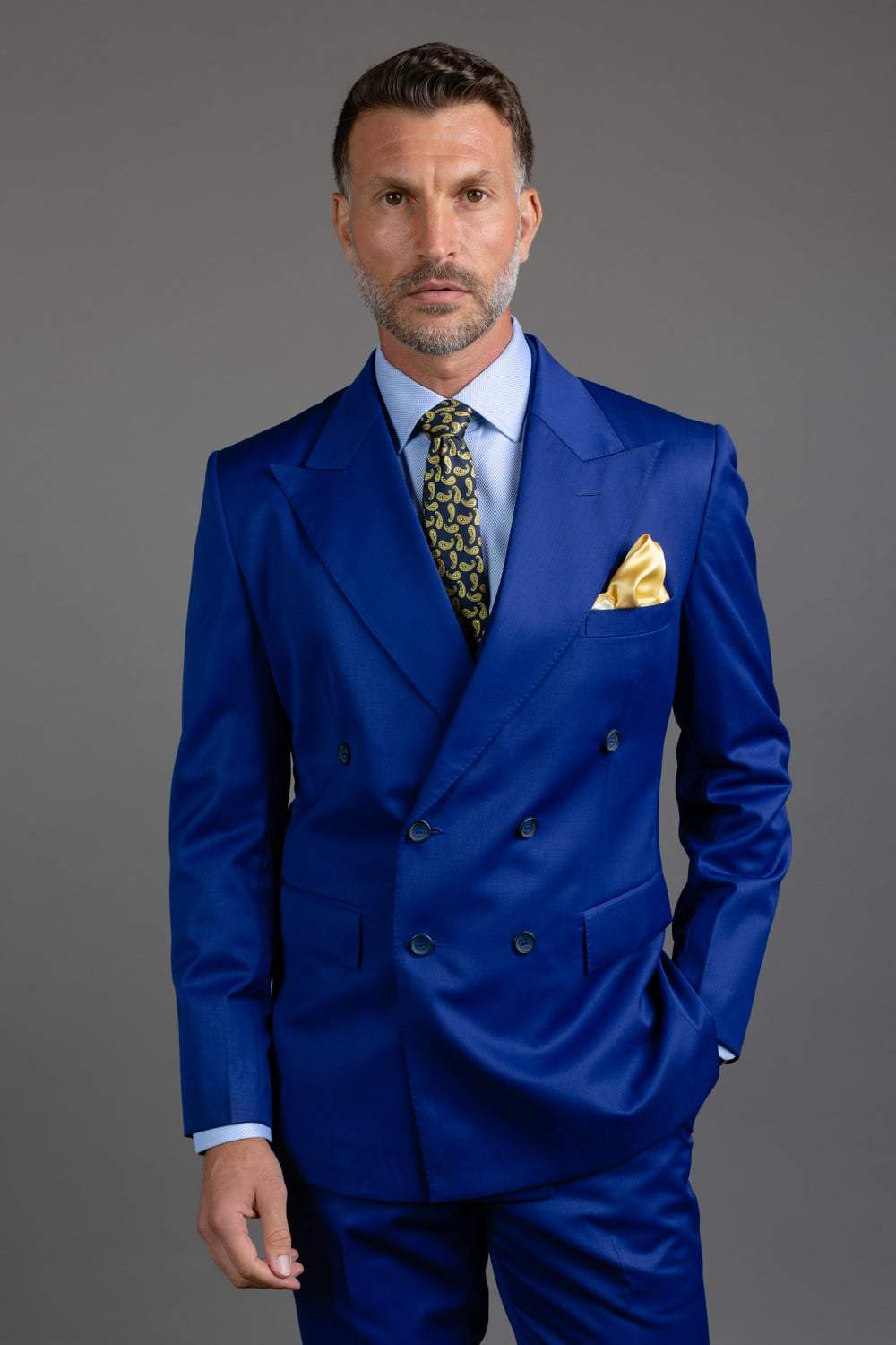 Double Breasted Electric Blue Suit