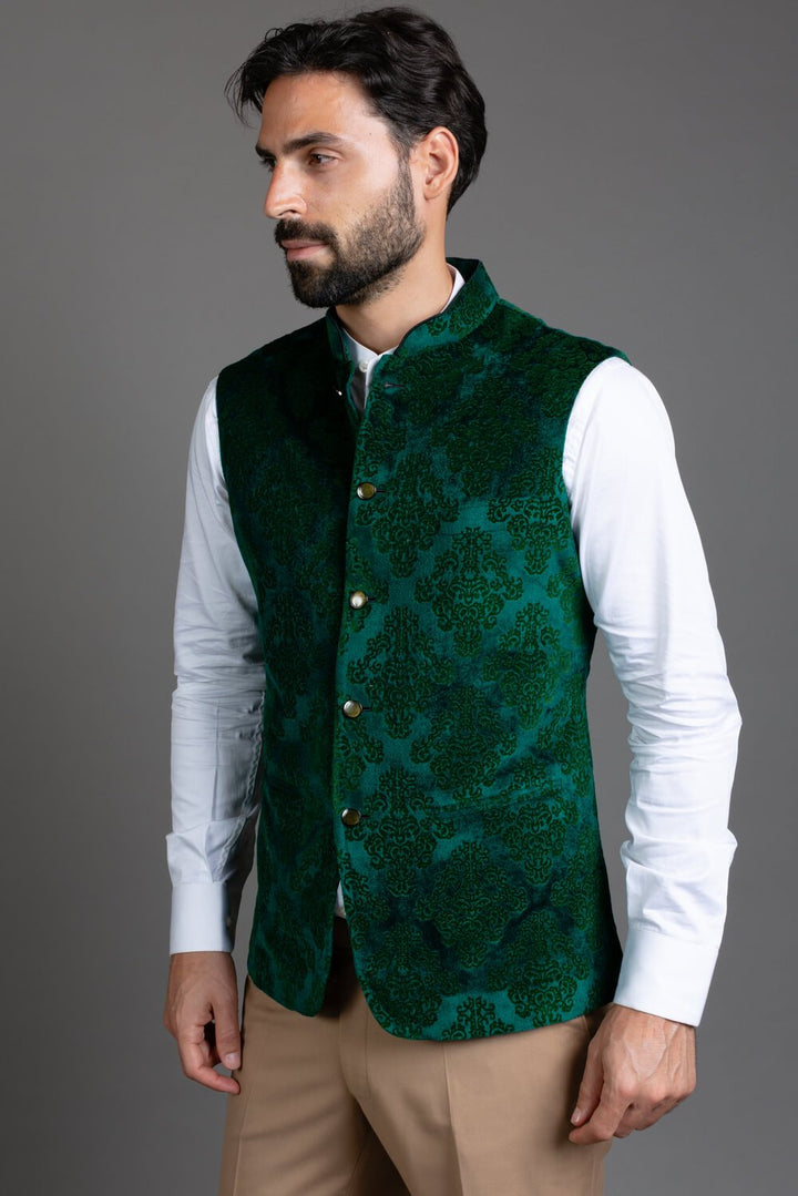Embossed Velvet Nehru Jacket