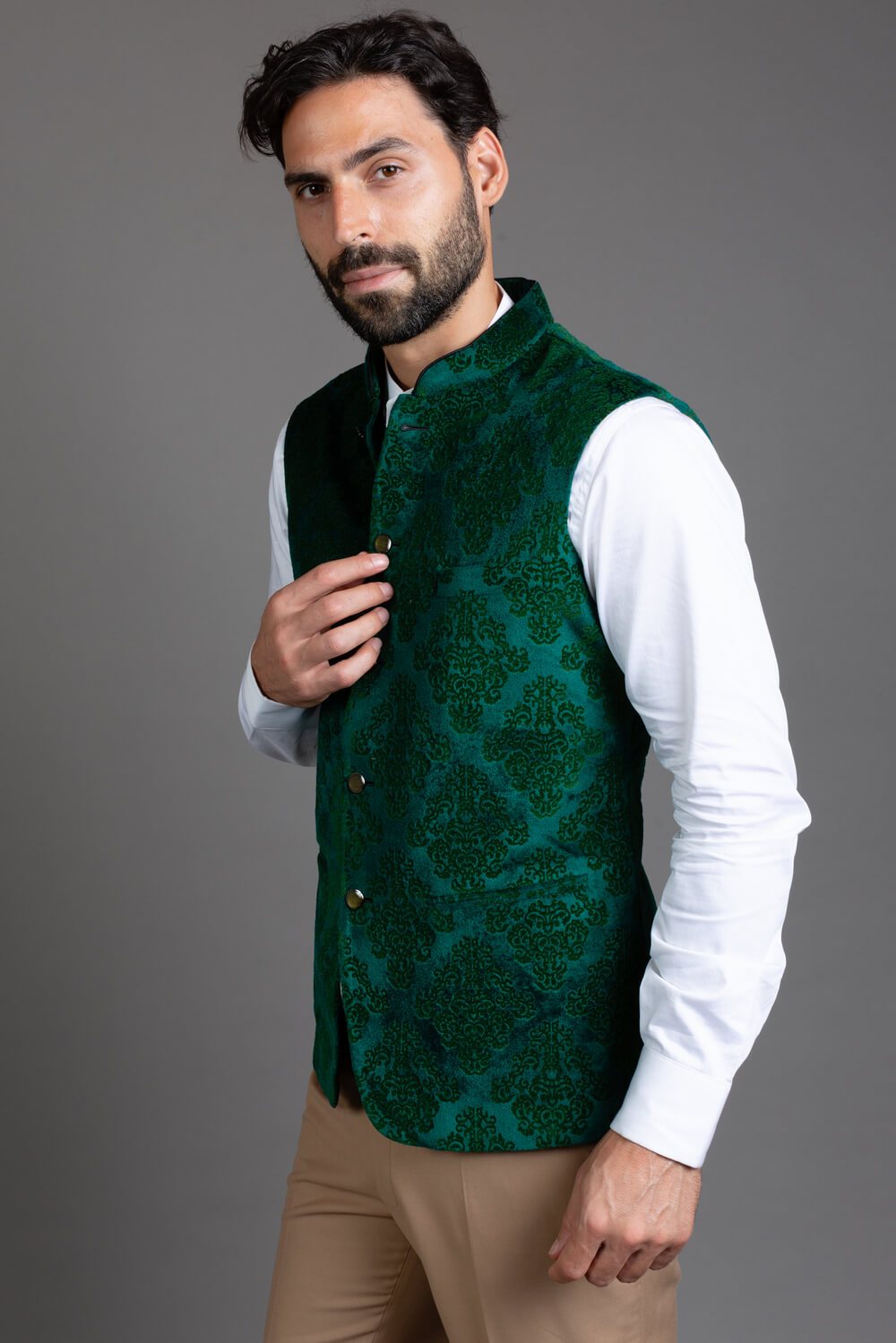 Embossed Velvet Nehru Jacket