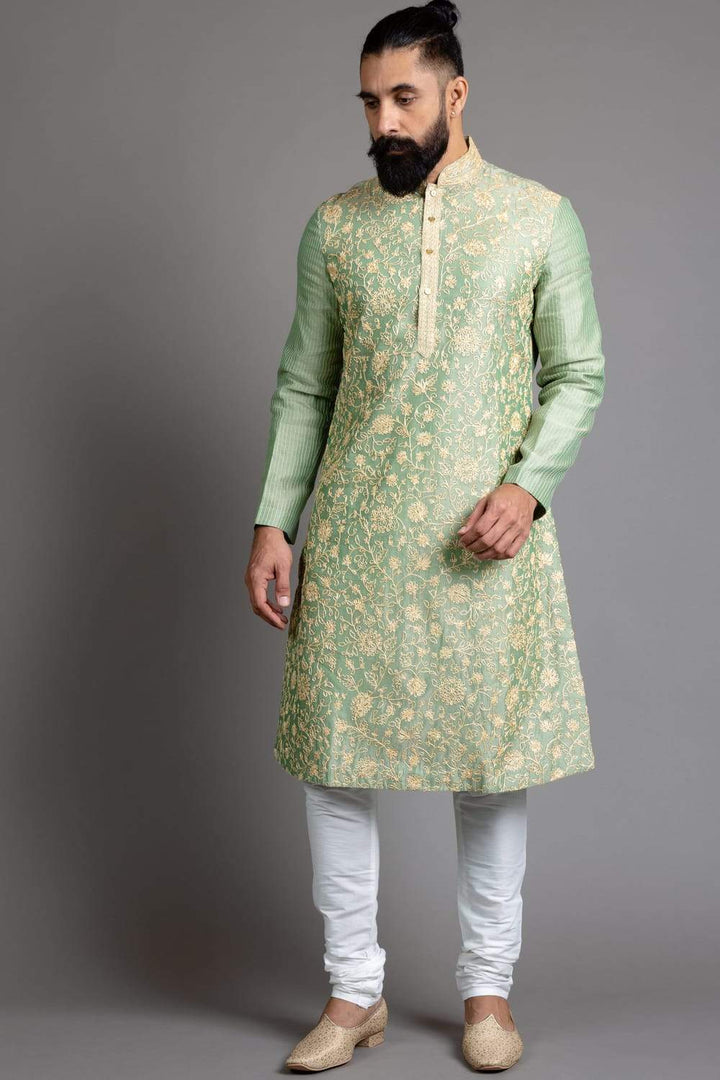 Embroidered Green Kurta