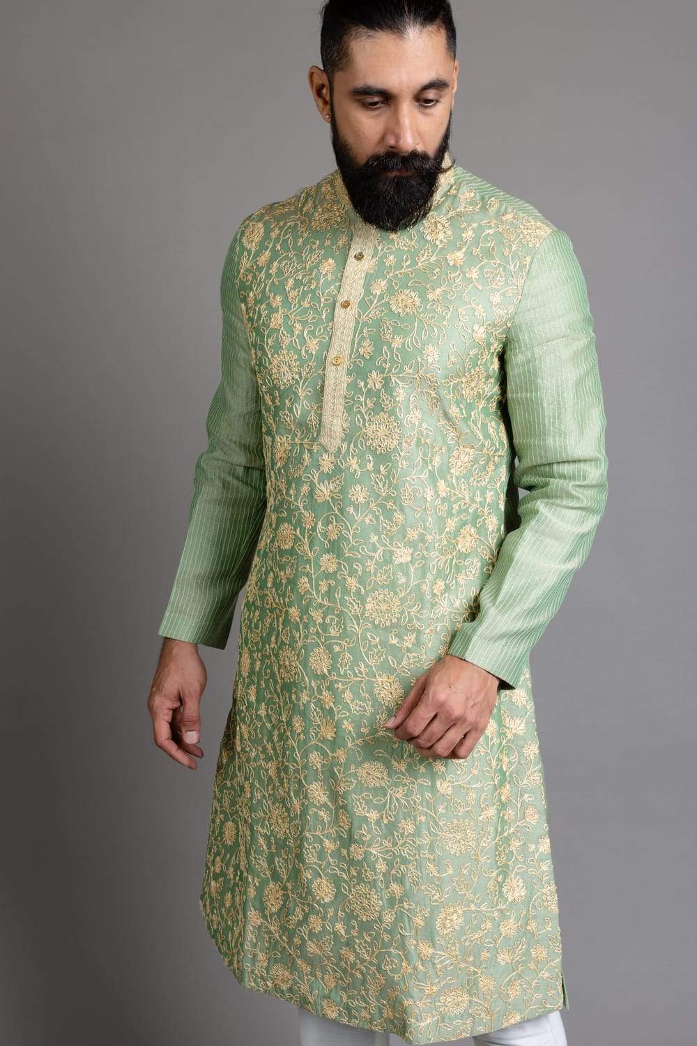 Embroidered Green Kurta