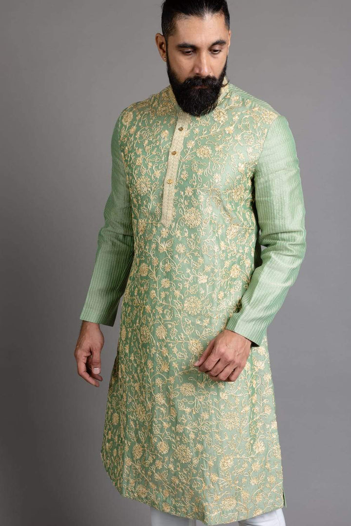 Embroidered Green Kurta