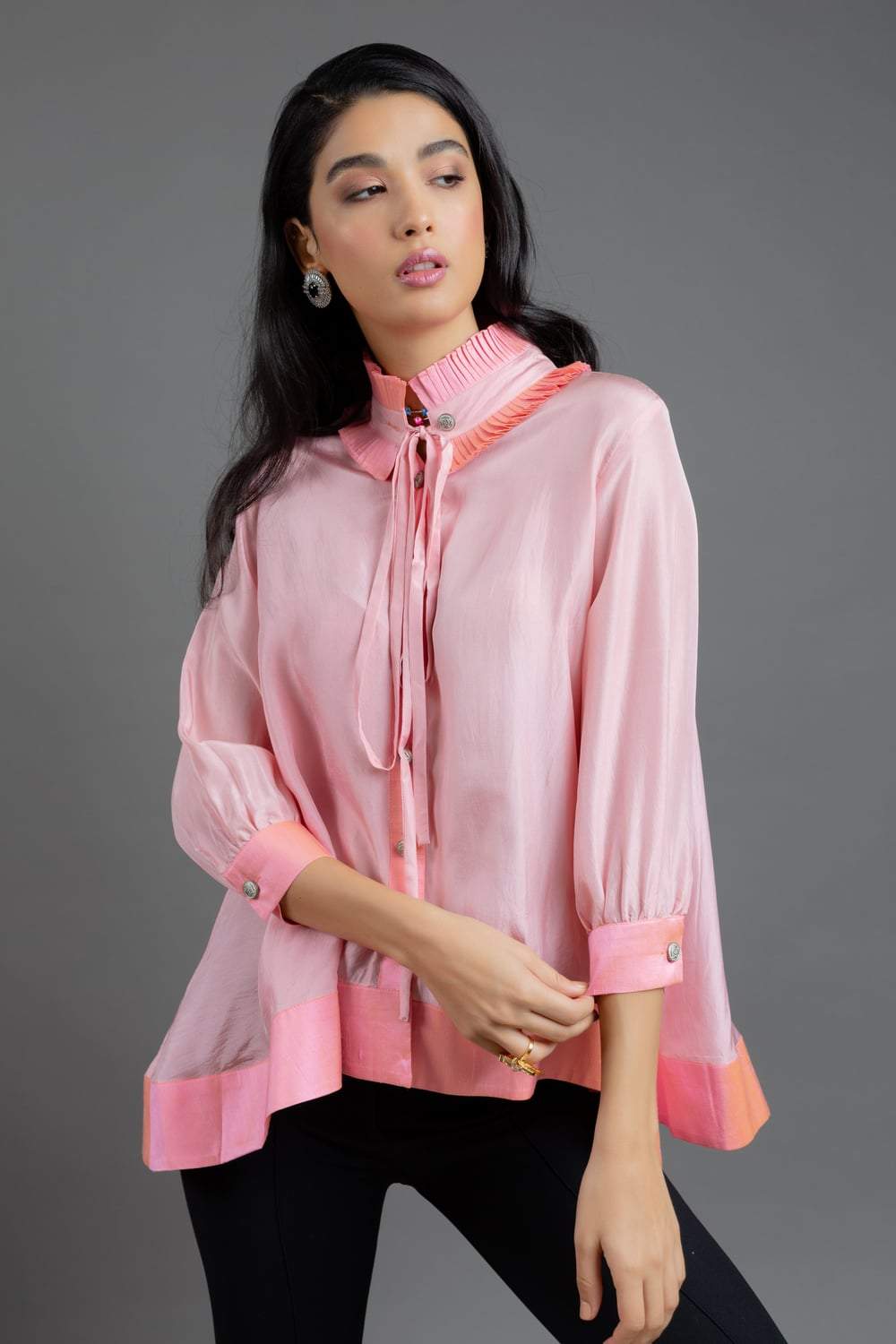 Flamingo Pink Silk Shirt