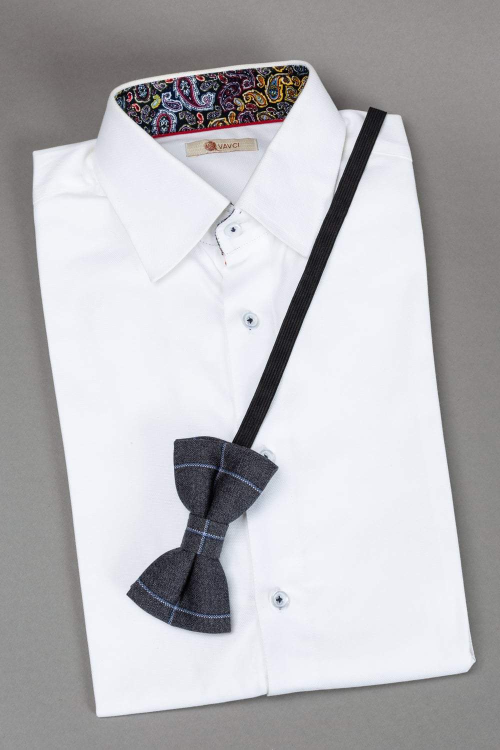 Grey Checks Pre-Tied Bow Tie