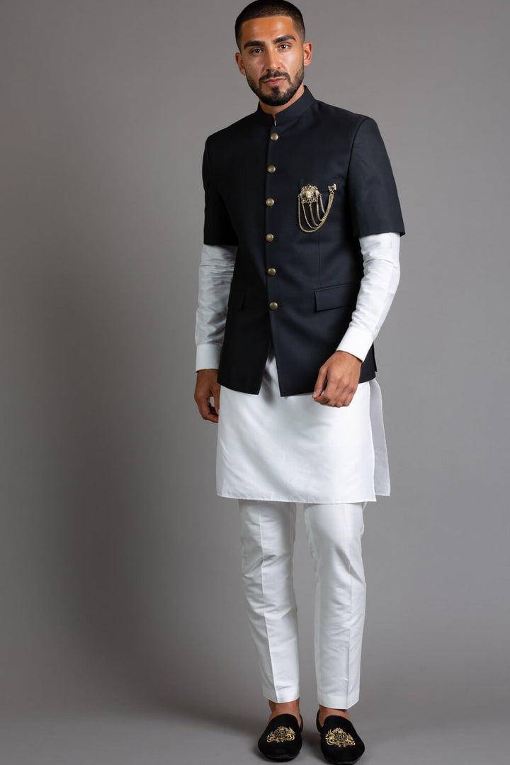 Black Half Sleeve Bandhgala