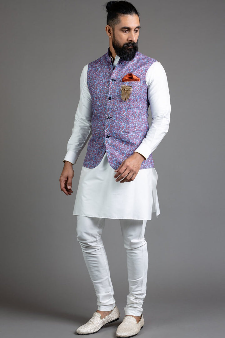 Linen Printed Nehru Jacket