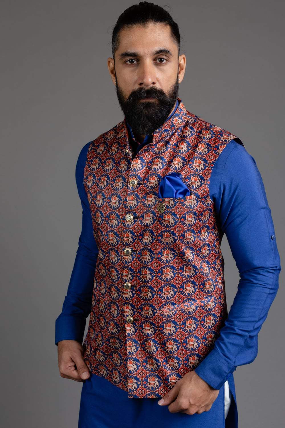 Multicolour Printed Nehru Jacket