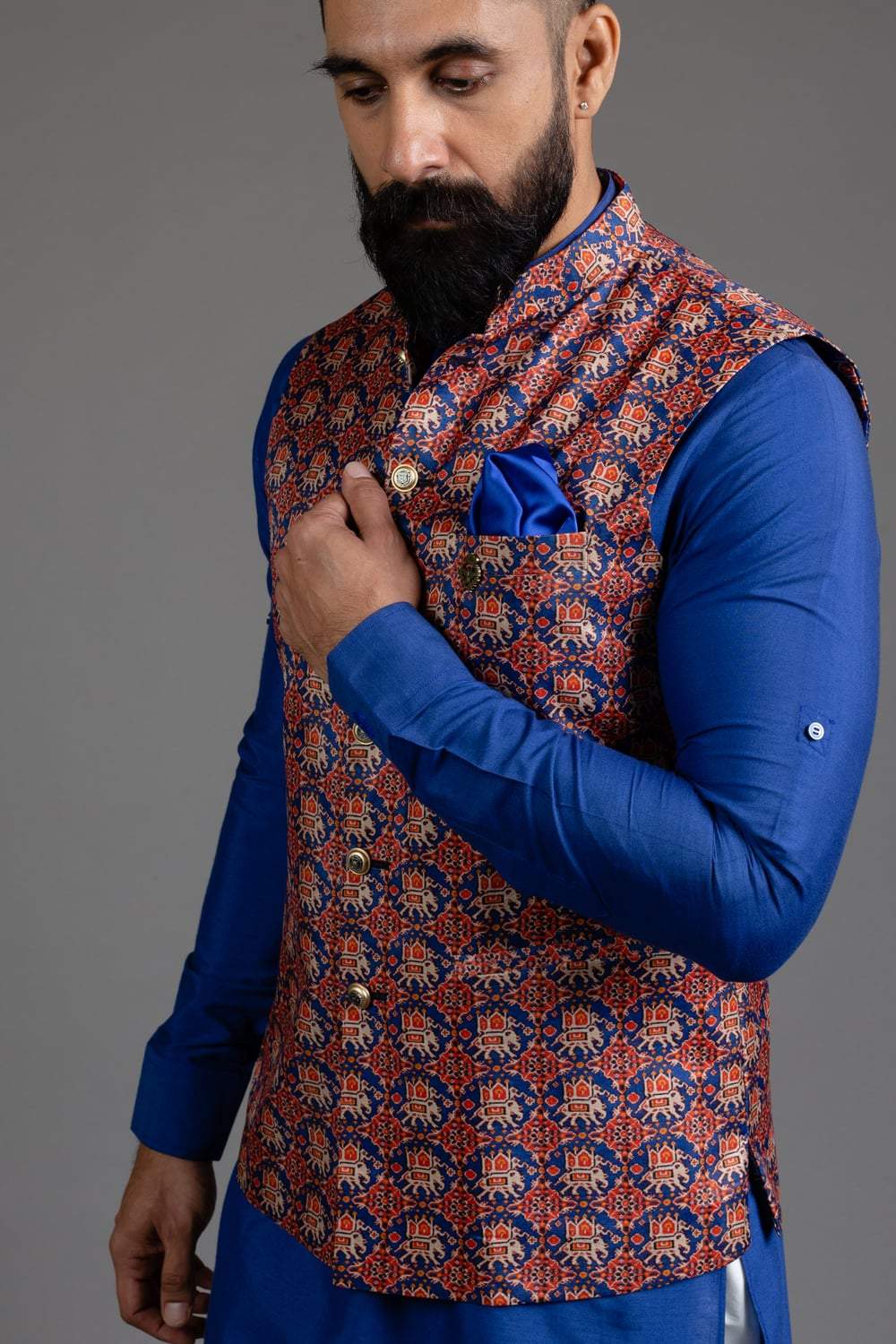 Multicolour Printed Nehru Jacket