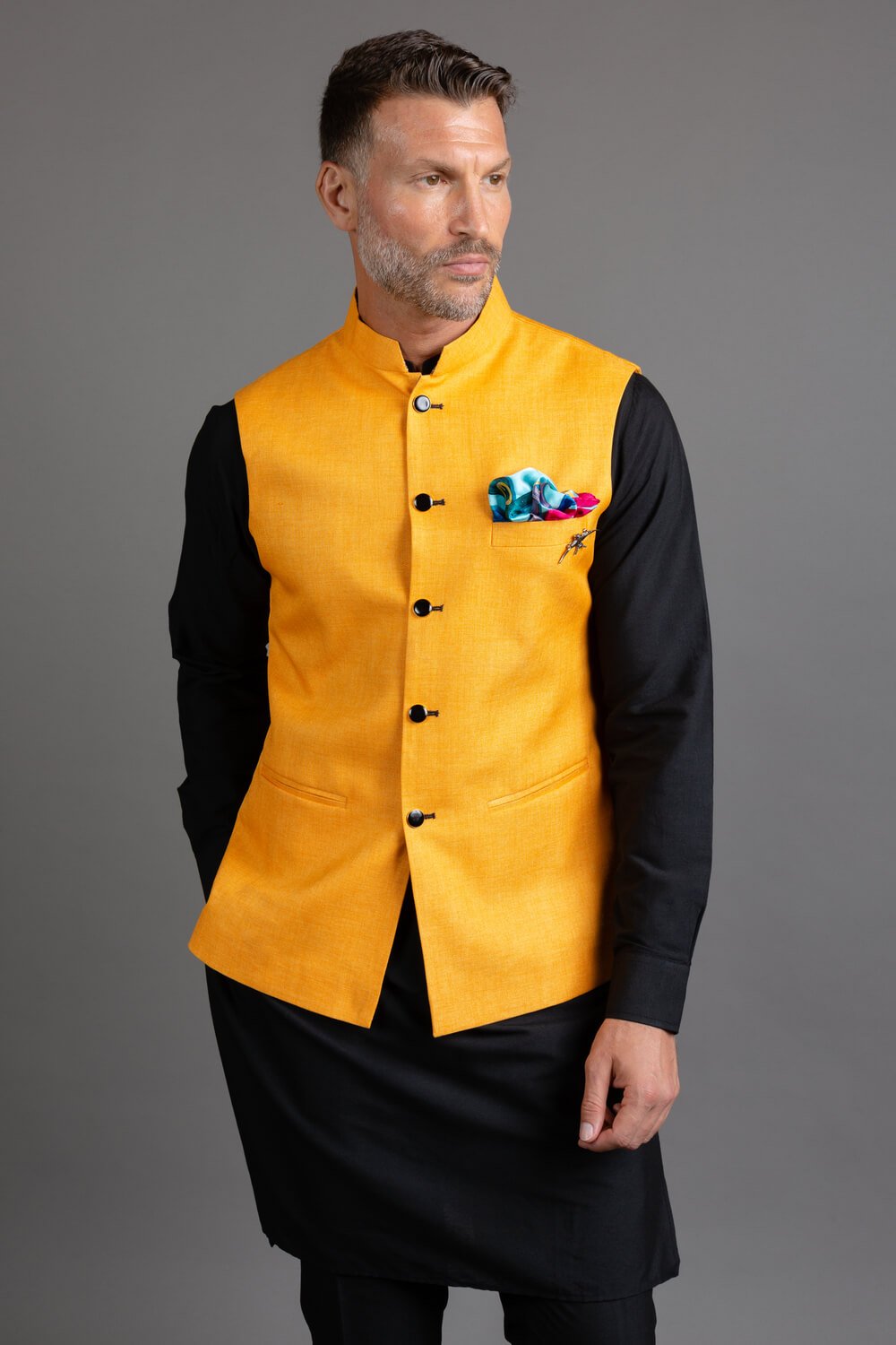 Ethnic Motifs Yellow Nehru Jacket – ETHNIC COTLER