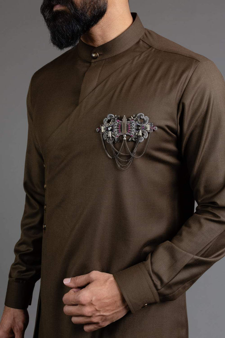 Olive Green Overlapped Kurta