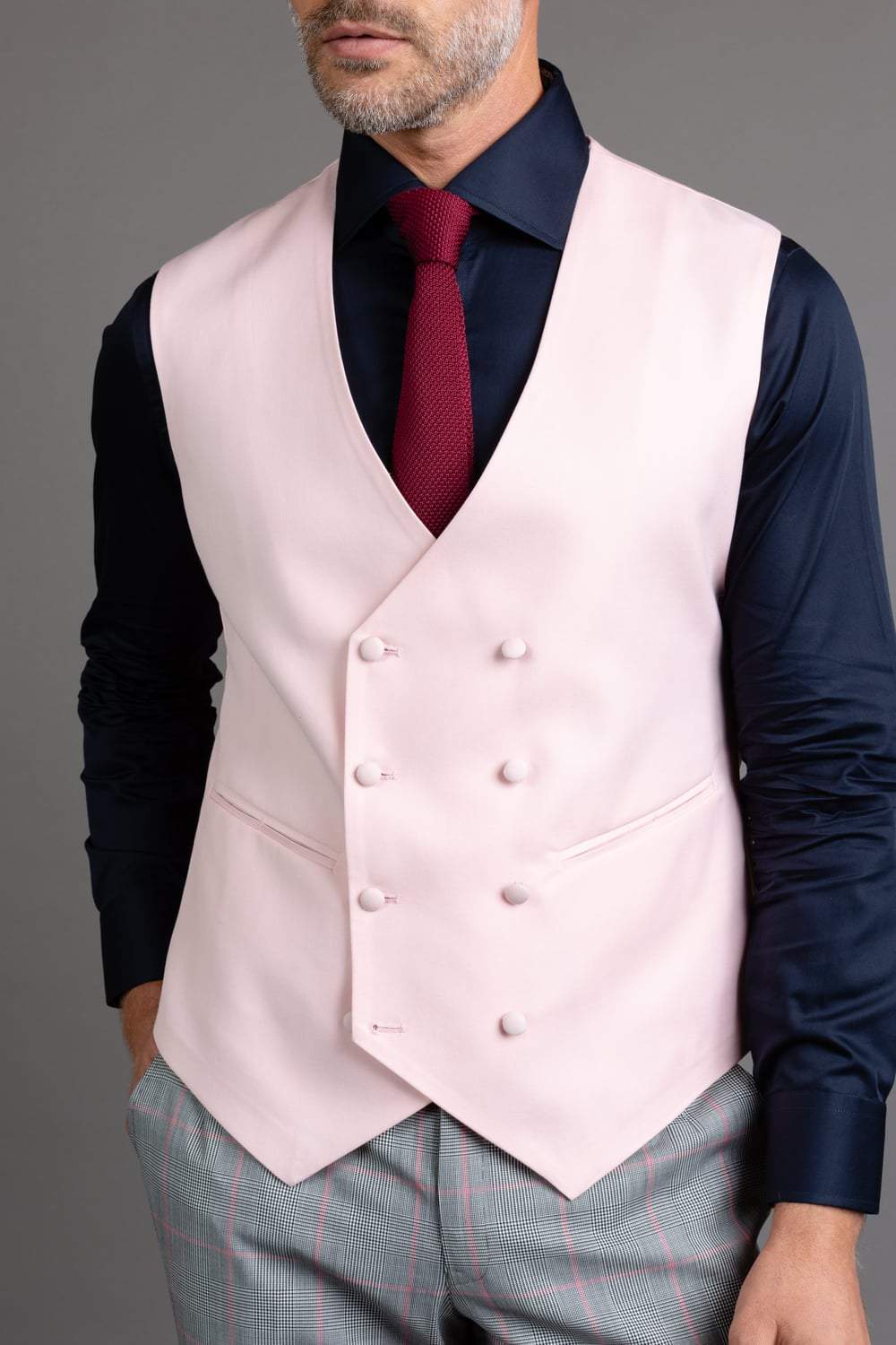 Pink Double Breasted Waist Coat