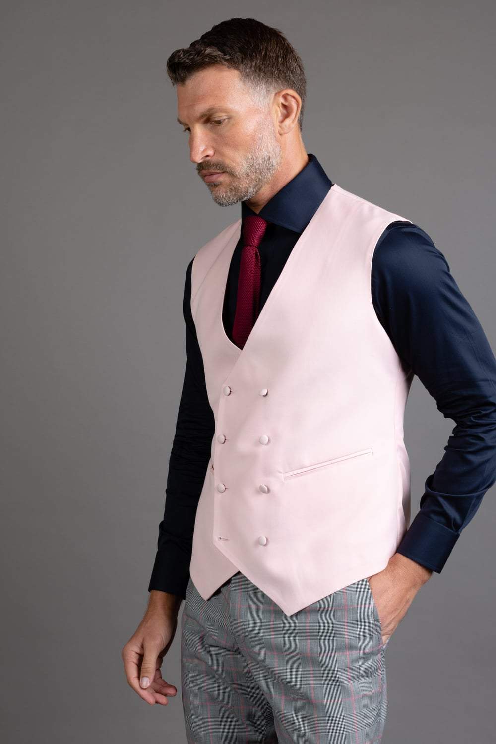 Pink Double Breasted Waist Coat