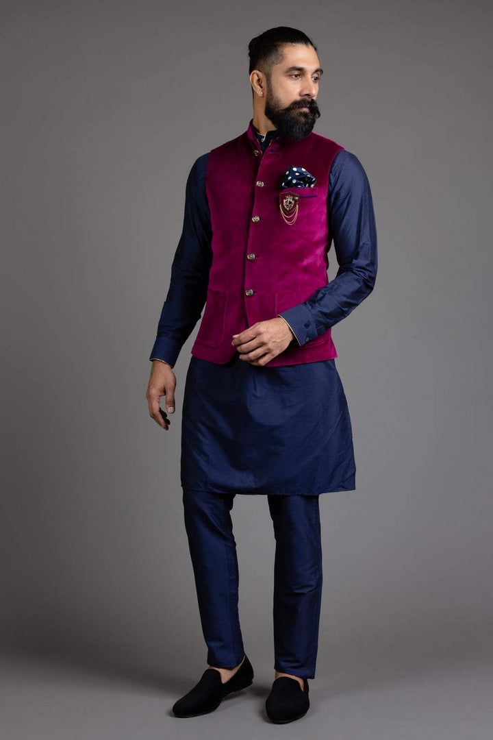Plum Velvet Nehru Jacket