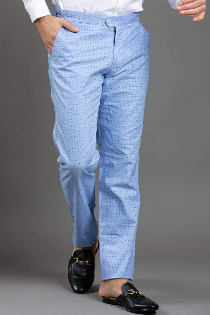 Powder Blue Printed Trouser