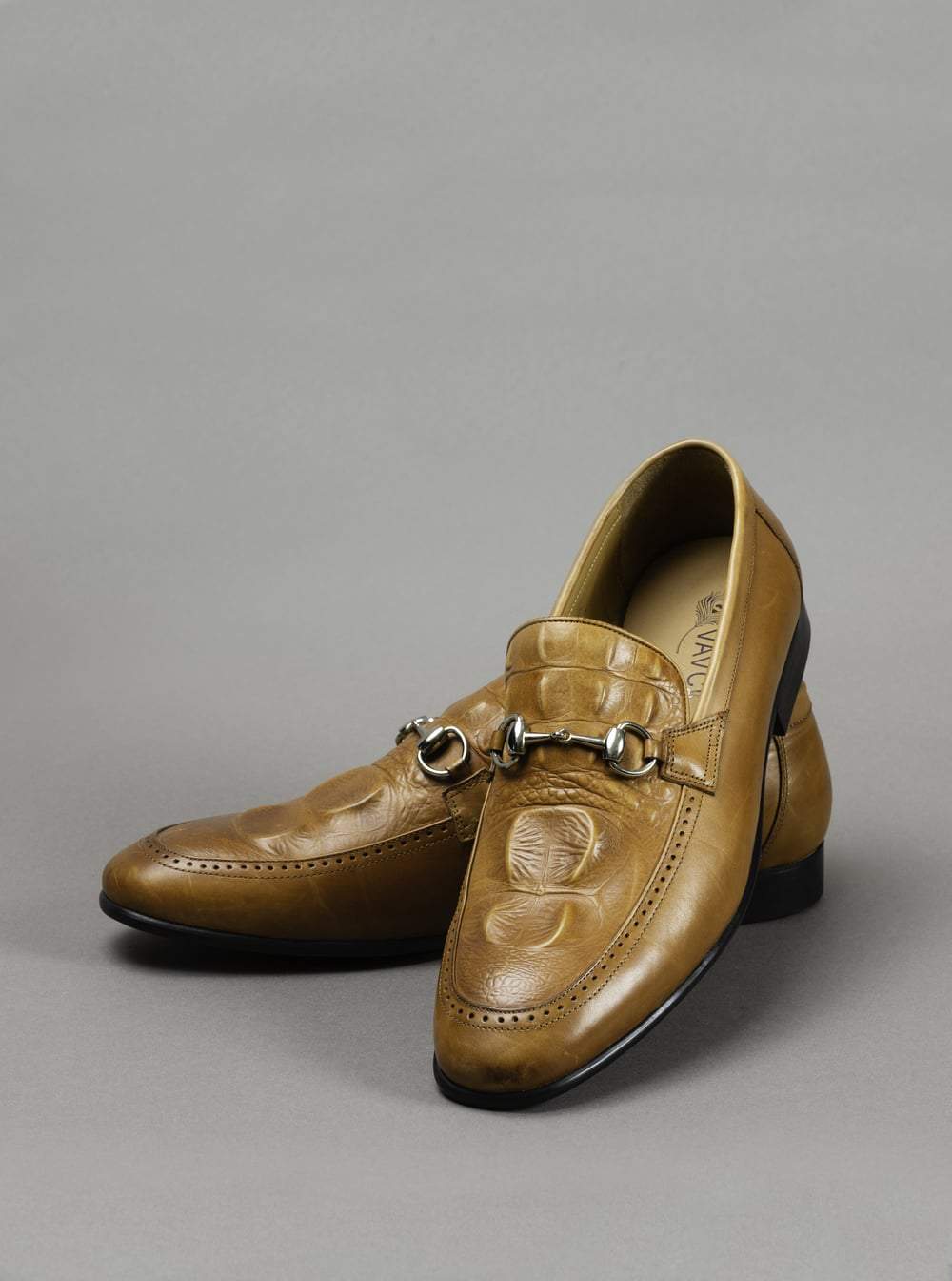 Tan Croc Leather Shoes