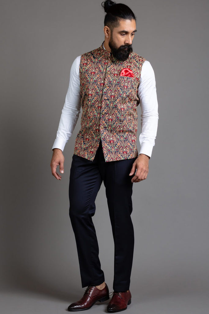 Thread Embroidered Nehru Jacket