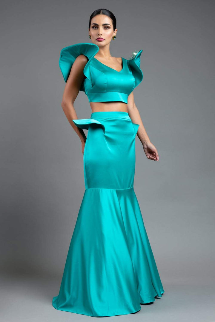 Turquoise Winged Cocktail Dress
