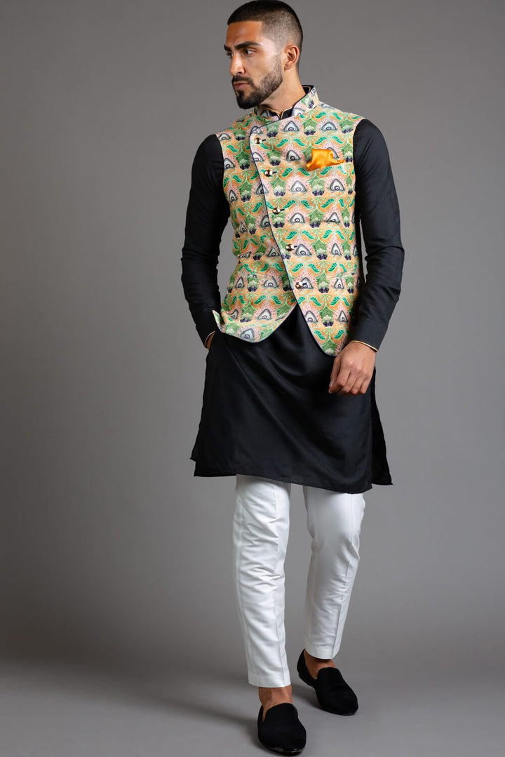 Velvet Overlapped Nehru Jacket