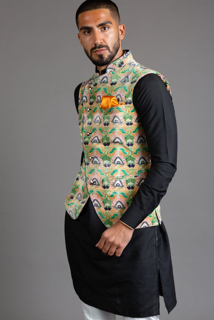 Velvet Overlapped Nehru Jacket