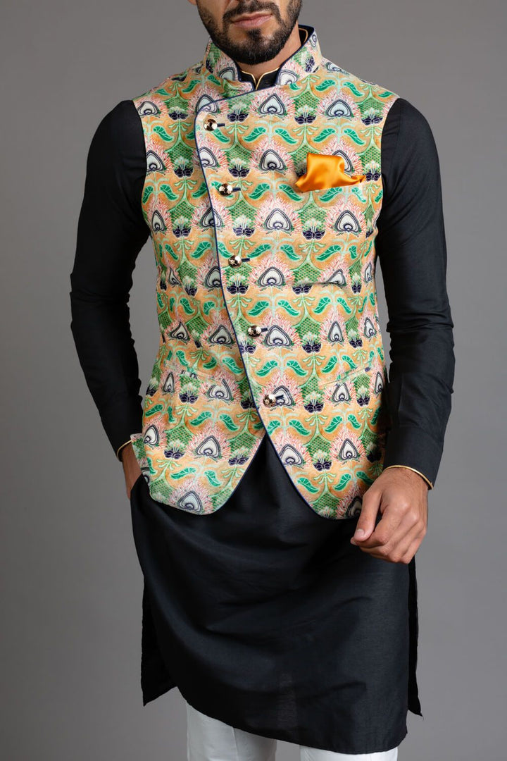 Velvet Overlapped Nehru Jacket