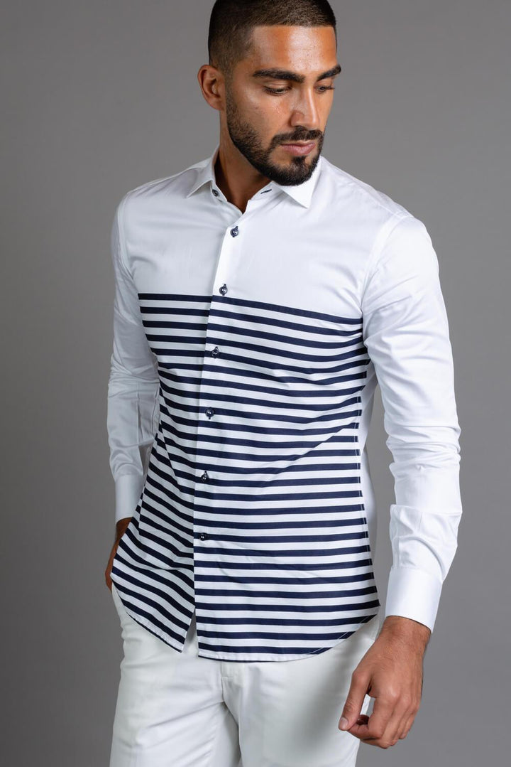 White And Blue Stripe Shirt