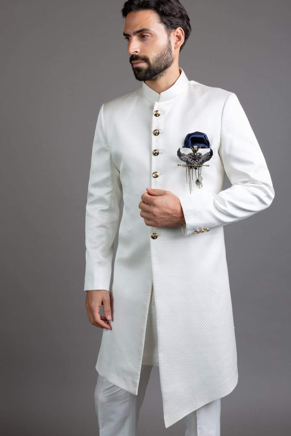 White Asymmetric Indowestern – VAVCI