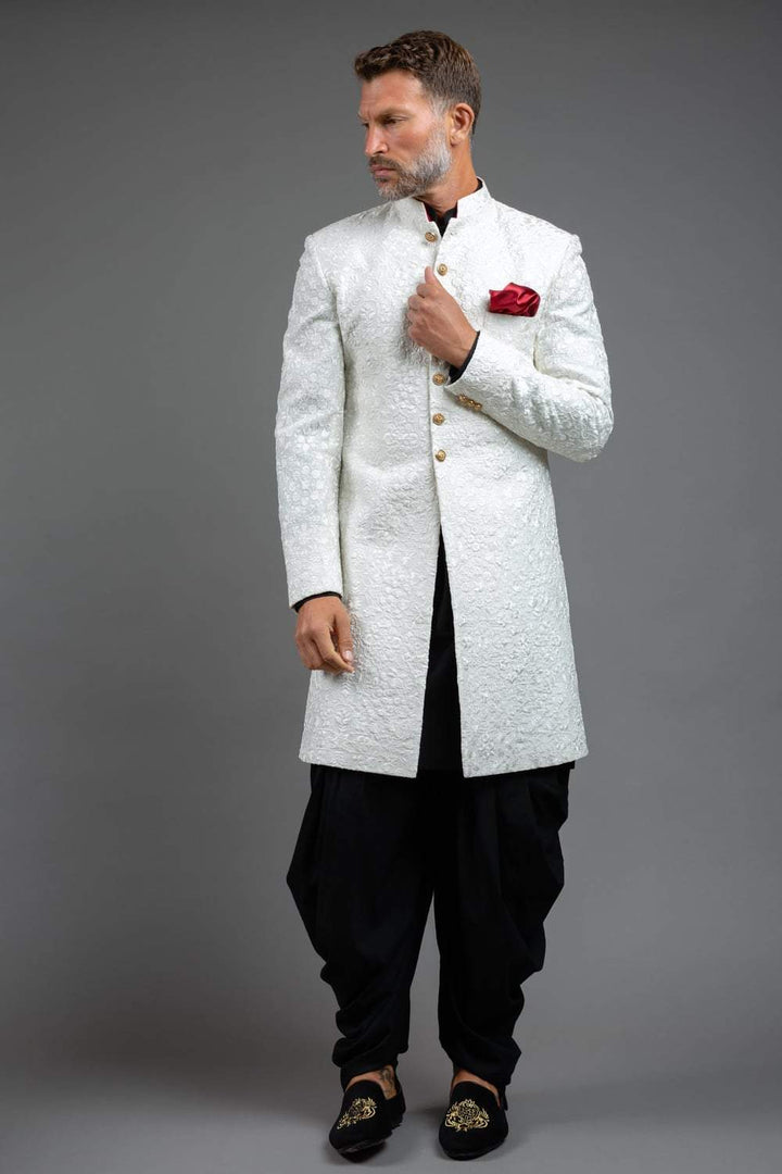 White Embroidered Indowestern