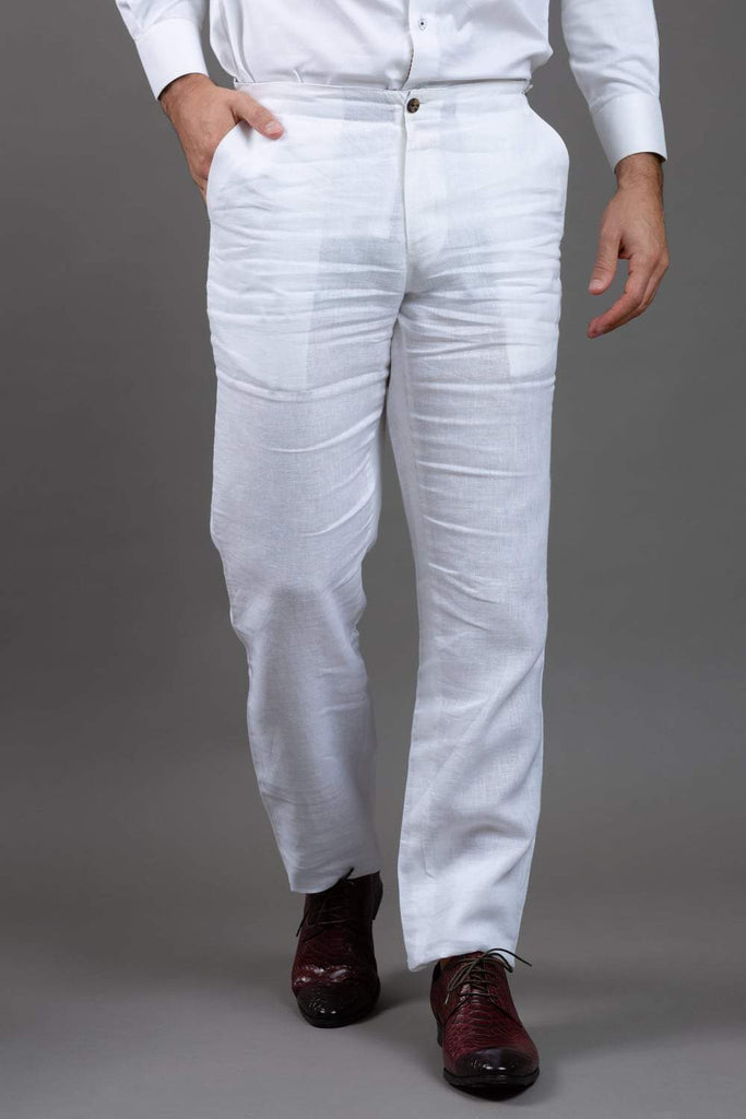 Mens white linen deals pants