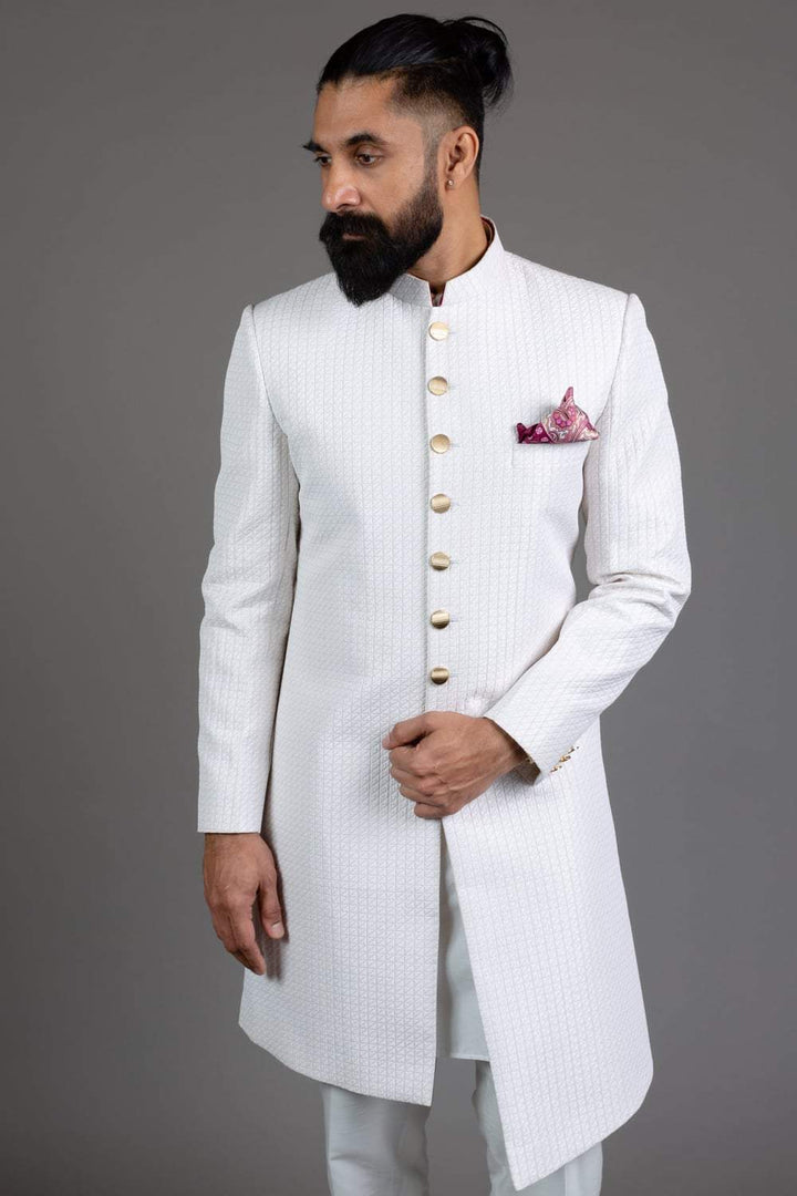 White Quilted Indowestern