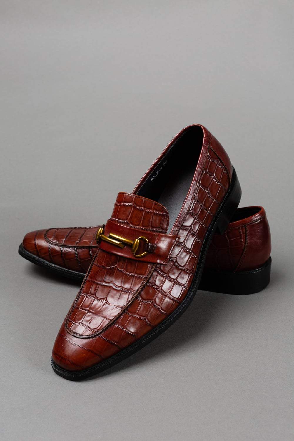 Wine Embossed Leather Loafer