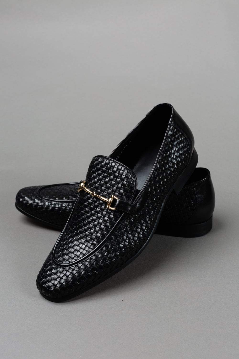 Woven Black Leather Loafer