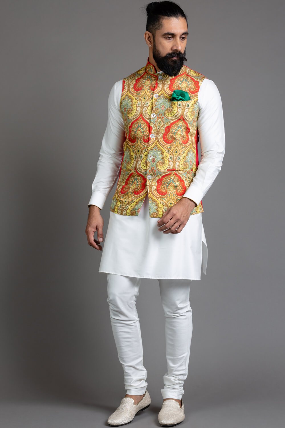 Orange nehru jacket best sale