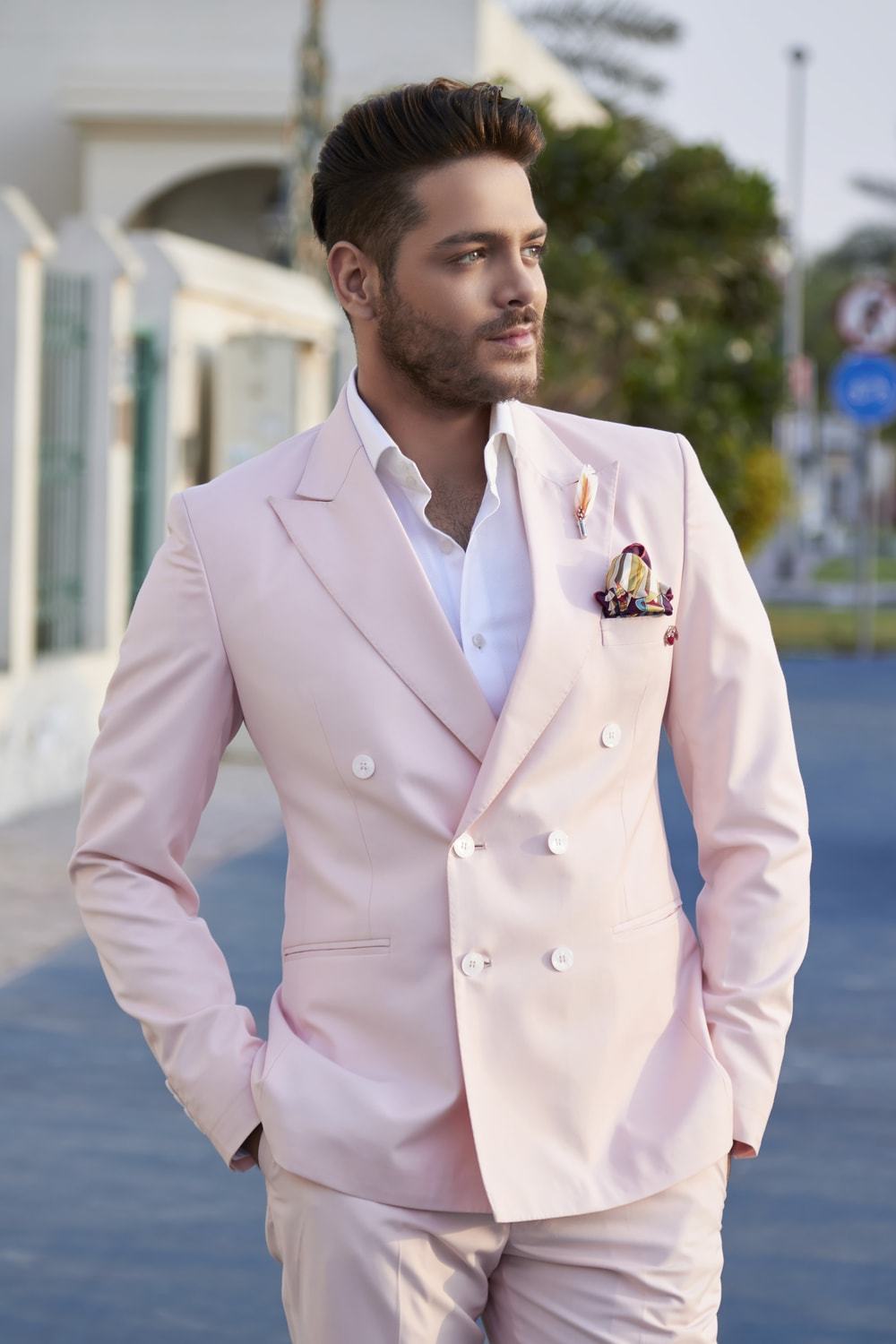 Pink Double Breasted Suit
